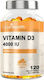 True Health Vitamin D3 Βιταμίνη για Ενίσχυση του Ανοσοποιητικού & την Υγεία των Οστών 4000iu 100 μαλακές κάψουλες