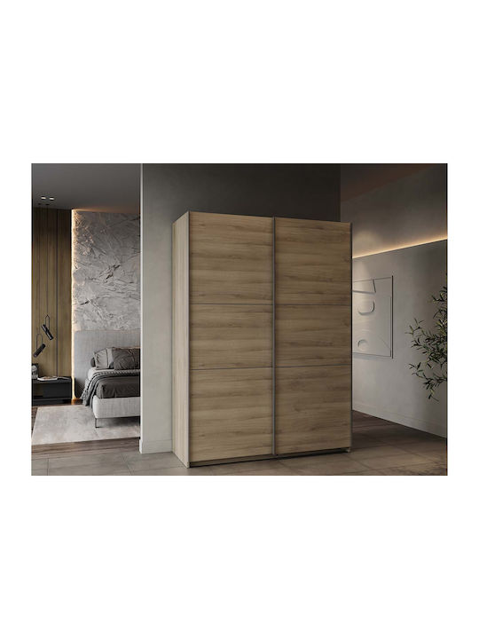 Double Door Wardrobe Sliding Ghost Kronberg Oak 148x60x203cm