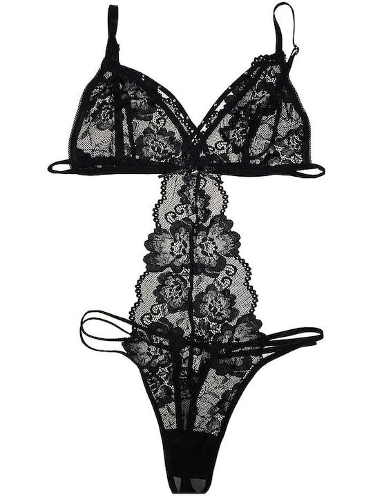 Freemove Sexy Schwarzes Bodysuit-tanga String Spitze 18507