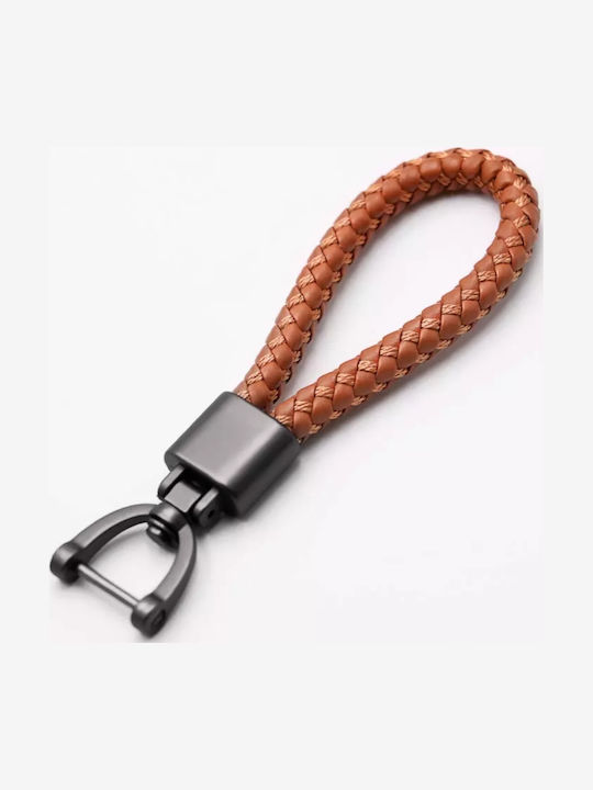 Leather Solid Light Brown Keychains