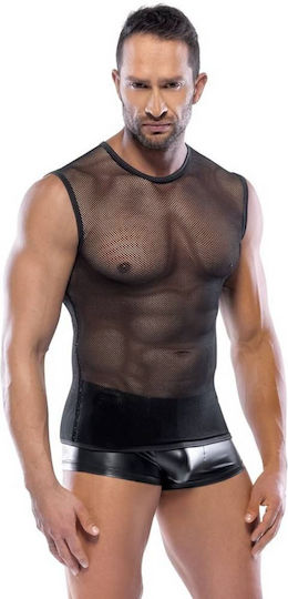 Svenjoyment Underwear Ημιδιαφανές Αμάνικο Sexy Ανδρικό Top Μαύρο