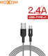 Moxom Braided USB 2.0 to micro USB Cable Ασημί 3m 6455 1τμχ