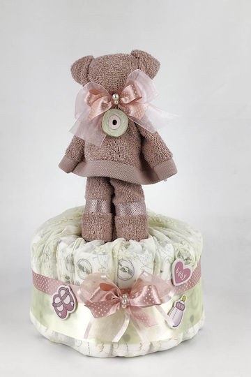 Dama Koupa Χειροποίητο Diaper Cake από Ξύλο για Κορίτσι