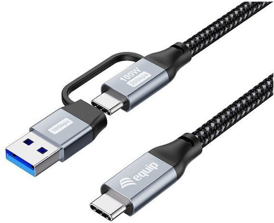 Equip USB 3.2 Cable USB-C male - USB-A / USB-C 100W Black 3m (128433)