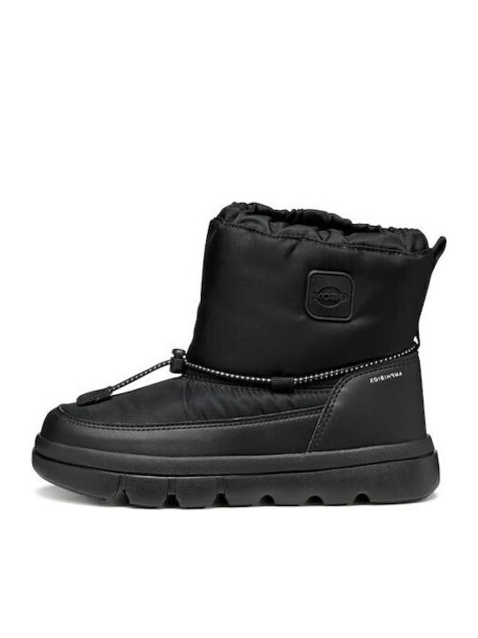 Geox J Willaboom Leather Kids Boots with Laces Black - Main Image