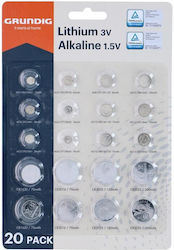 Grundig Σετ Μπαταριών 20 Τεμ Αλκαλικές Μπαταρίες 1.5v Μπαταρίες Λιθίου 3v 27510 Grundig