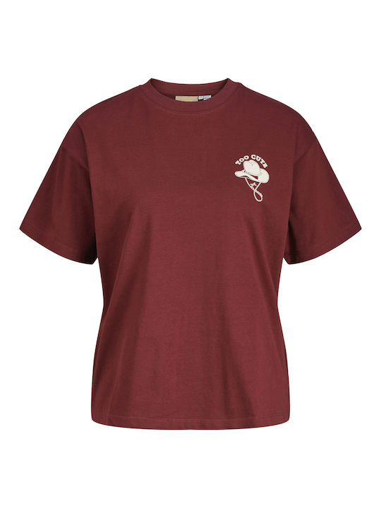 Jack Jones Women's T-shirt Burgundy 12284332