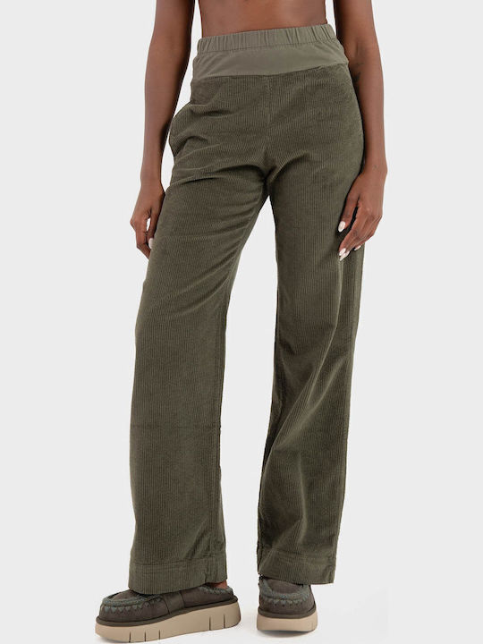 Damen Stoff Hose in Geradem Schnitt Green