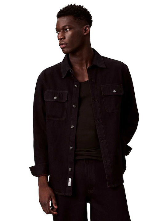 Long Sleeve Cotton Overshirt Merlot Black