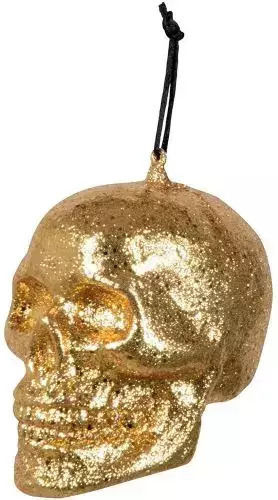 Party Accessory Boland Skull Glitter 720085 2-55 Sparkling Skull Gold 10x8 Cm