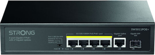Strong SW5011POE+ Неуправляем L2 PoE+ Switch с 5 Портове Гигабитови (1Gbps) Ethernet и 1 SFP Порт