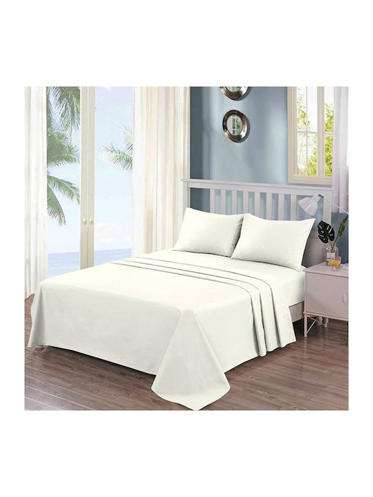 Casa Colori Παπλωματοθήκη Βαμβακερή Διπλή 200x240 Ecru