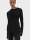 Women's Blouse Cotton Long Sleeve Black