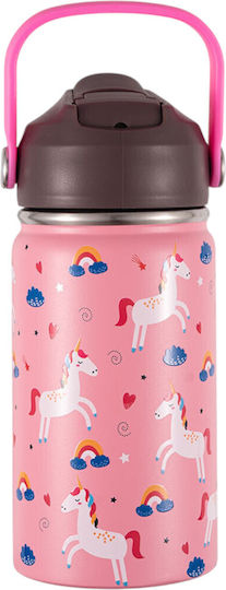 Queen Mother Kids Water Bottle Thermos Unicorn Stainless Steel with Straw Pink 350ml