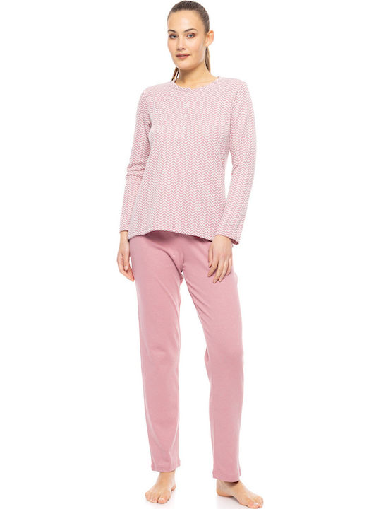 Pink Label Winter Damen Pyjama-Set Rosa