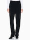 Women's Fabric Trousers in Straight Leg Style Black