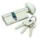 AGB Lock Cylinder 70mm with Knob and 3 Keys Silver