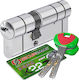 Securemme Zylinderschloss Sicherheits 100mm (40-60) mit 5 Schlüssel Silber