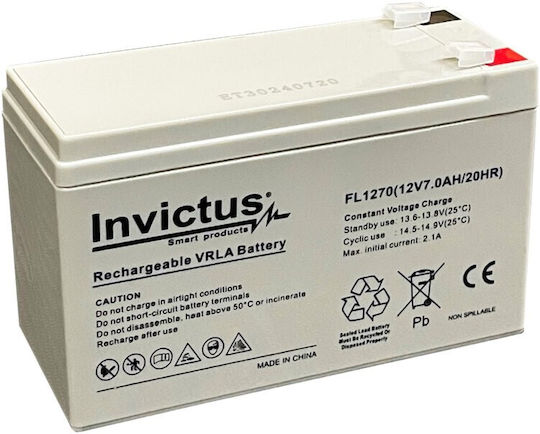 Invictus Μπαταρία UPS με Χωρητικότητα 7Ah και Τάση 12V FL12-7A 1τμχ