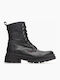 Leather Women's Ankle Boots with Medium Heel Black