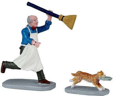 Figurină Lemax Feline Fish Thief Set 2 Bucăți 7.6x8.9x2.7cm