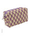 Toiletry Bag Cosmetic Woven Check Lilac