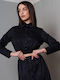 Women's Crop Top Cotton Long Sleeve Black
