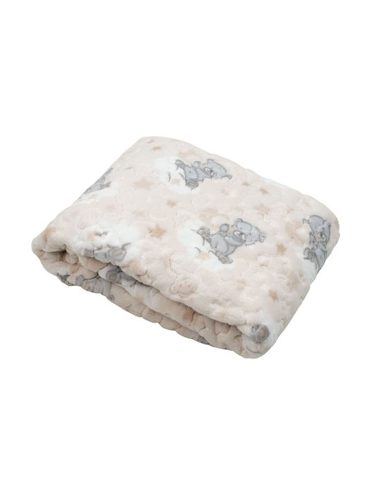 Kamtex Baby Κουβέρτα Αγκαλιάς & Λίκνου Βελουτέ Μπεζ 100x115εκ.
