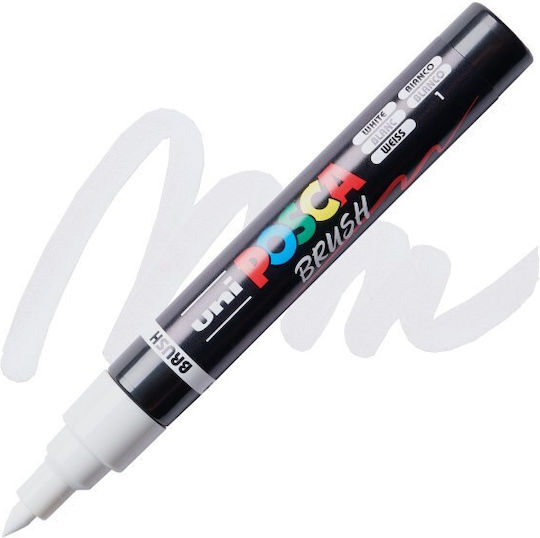 Posca Pc-5br Μαρκαδόρος Μύτη Πινέλο White 1-4mm