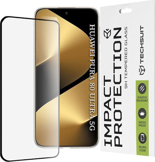 Techsuit 3D 0.33mm Vollkleber Vollflächig gehärtetes Glas Schwarz (Huawei Pura 80 Ultra - Techsuit)