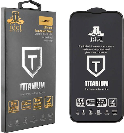 Idol 1991 Titanium Semi Curved 0.25mm Full Glue Tempered Glass Μαύρο (Xiaomi 15T)