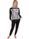 DKNY Winter Damen Pyjama-Set Black, White