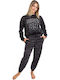 DKNY Winter Damen Pyjama-Set Black