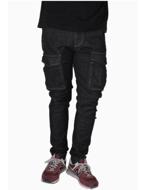 Shaft Jeans Men's Slim Fit Black Cargo Jeans Pants