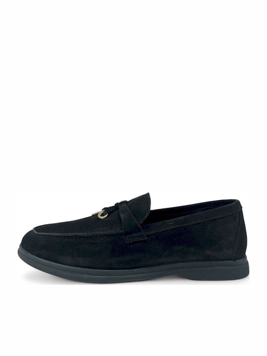 Leather Women's Moccasins in Black Color