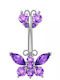 Bauchnabel Piercing Schmetterling Chirurgischer Stahl Hypoallergen Lila