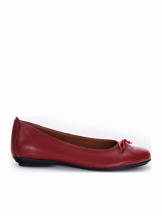 Rote Leder Damen Ballerinas