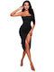 Summer Midi Evening Dress Black