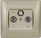 Rhyme Champagne Metallic TV+FM+Sat Television and Radio Socket