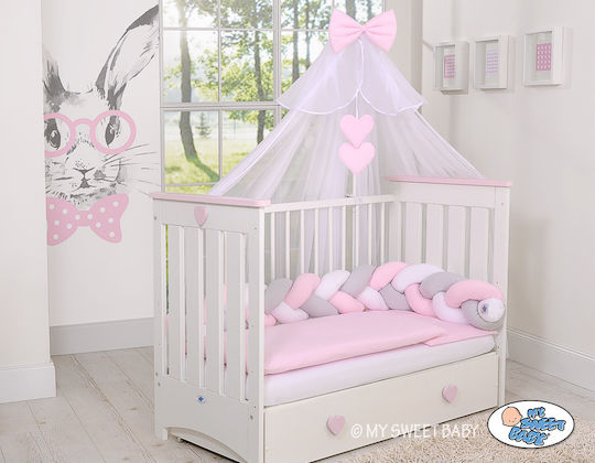 My Sweet Baby Crib Bumpers Braided Inside White, Gray, Pink