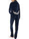 Velvet Women's Sweatpants Set Navy Blue