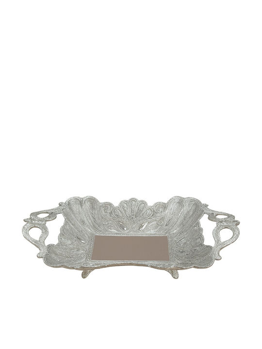 Metallic Carved Silver Platter Handles 33.5x17x8cm Galifas Galifas