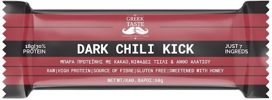 myGreekTaste Premium Raw Μπάρα με 30% Πρωτεΐνη & Γεύση Dark Chili Kick 60gr