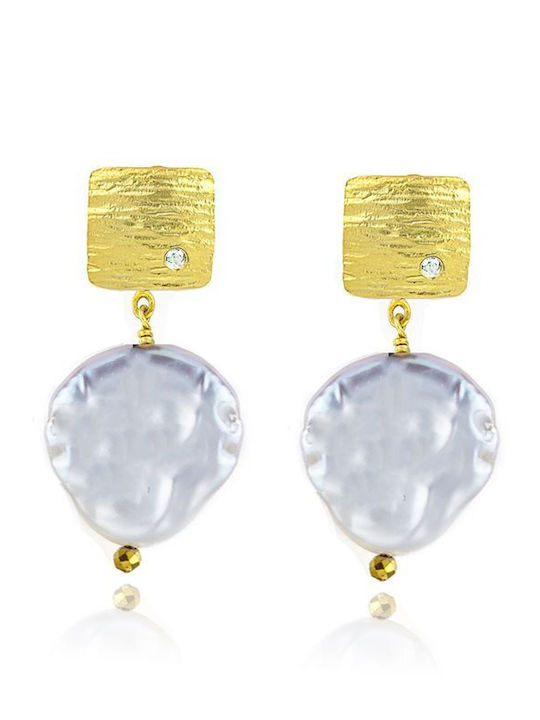 Paraxenies Earrings made of Silver Gold Plated with Stones & Pearls