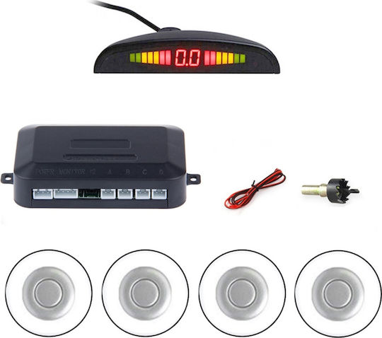 Car Parking System with Screen and 4 Sensors 22mm in Silver Color