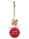 Due esse Christmas Hanging Bell Red Gold Bow Metal 19cm