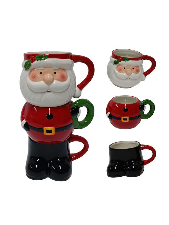 Weihnachtlicher Becher Santa Keramik Set/3