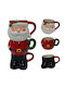 Weihnachtlicher Becher Santa Keramik Set/3