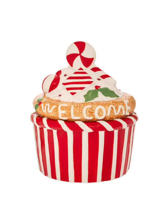 Χριστουγεννιάτικη Μπισκοτιέρα Κεραμική Cupcake Λευκή-κόκκινη 18x18x22εκ Iliadis 90942 Χριστουγεννιάτικη Μπισκοτιέρα Κεραμική Cupcake Λευκή-κόκκινη 18x18x22εκ Iliadis 90942