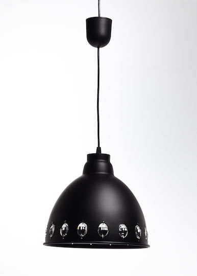 Gallis Mini Rugby Pendant Light Black with Socket E27 26x25x25cm